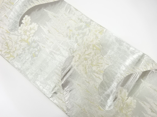 JAPANESE FUKURO OBI / PLATINUM​ FOIL / WOVEN SCENERY